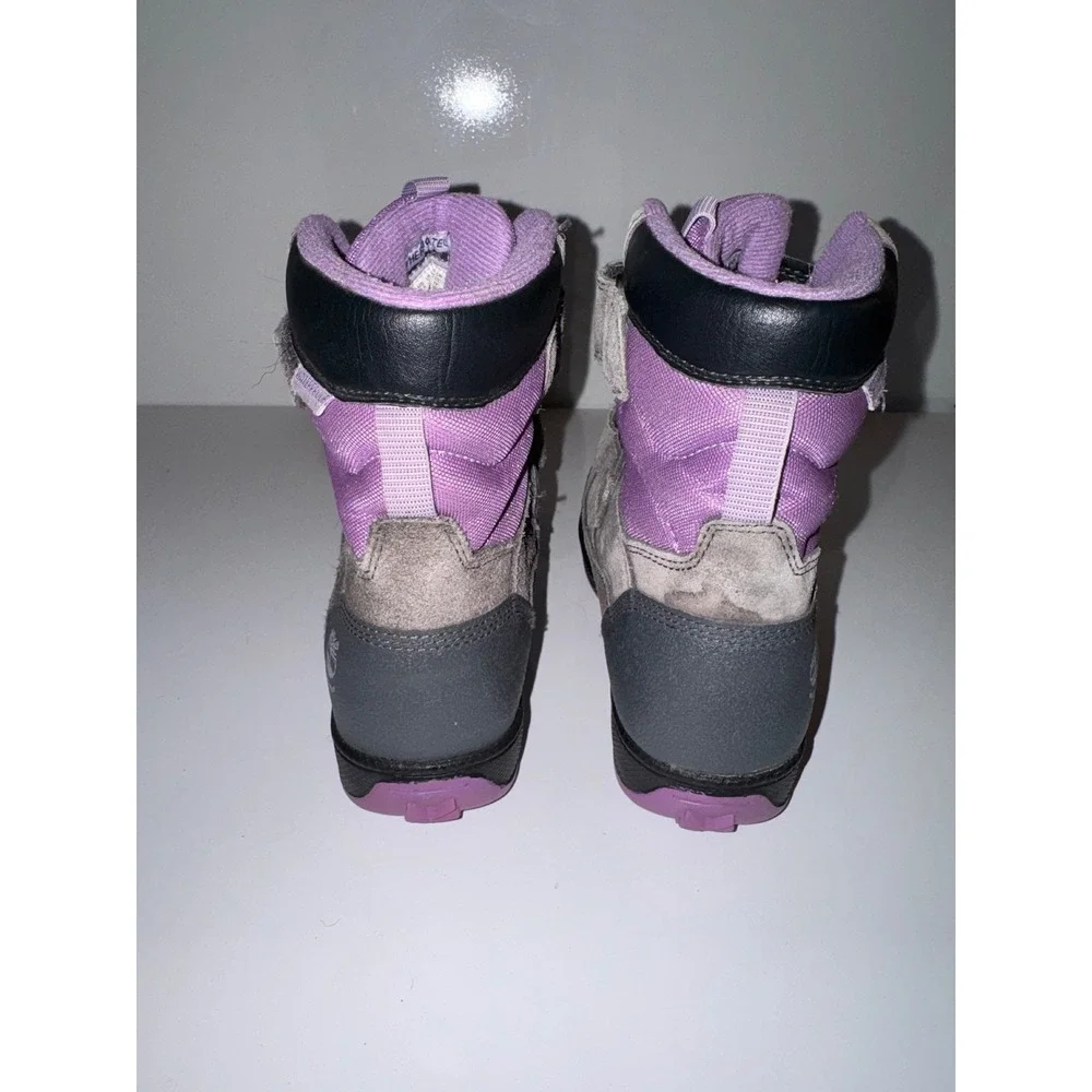 Timberland Girls Waterproof Snow Boots Grey Purple Thermolite 200g 5078R Sz 2.5